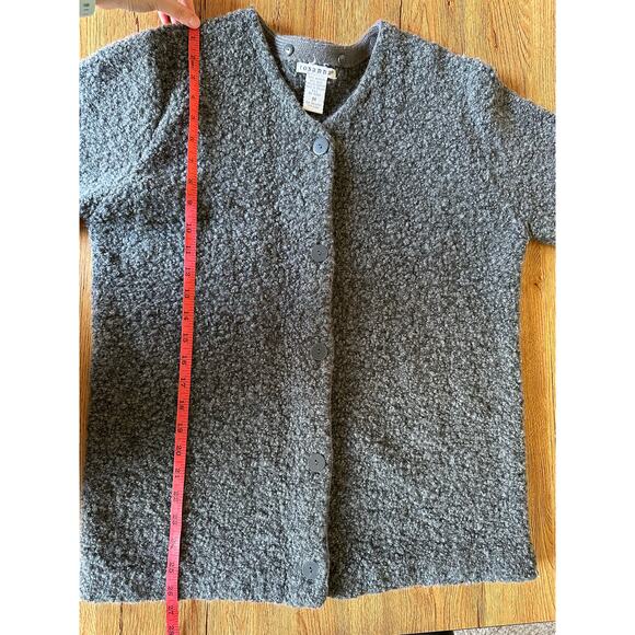 Rosanna Vtg Grey Sherpa Cardigan Wool Blend Sweater Size Medium - Picture 5 of 6